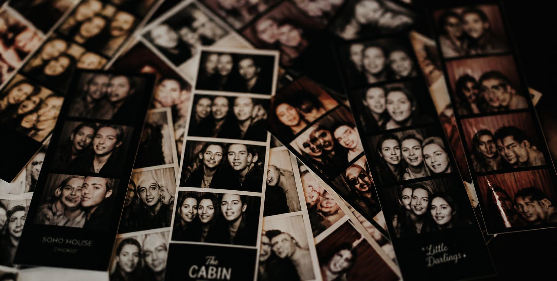 Guests using a photo booth at an event