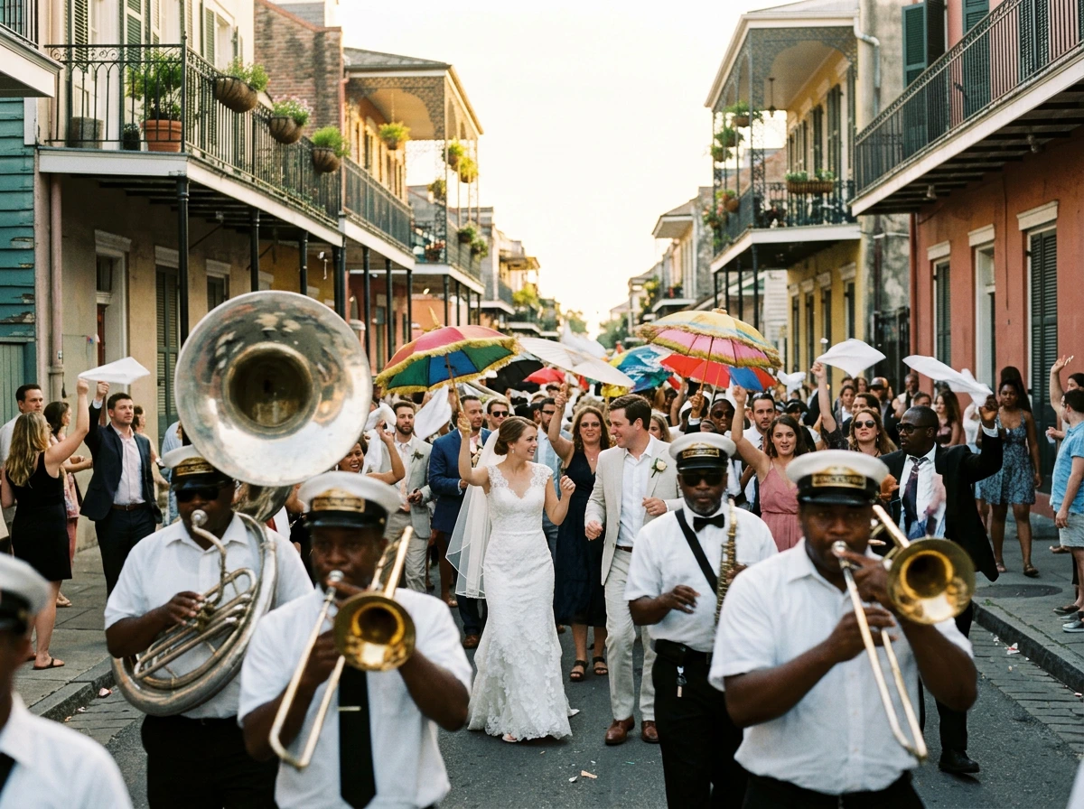 Wedding second line parade in New Orleans